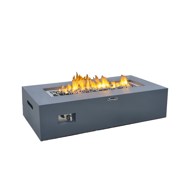 Paramount Low Aluminum Outdoor Firepit Table With Convertible Burner - Concrete Look - 55,000 BTU