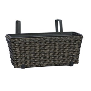 Grapevine Twist Wicker Balcony Planter With Adustable Hooks - Espresso- 2 pack