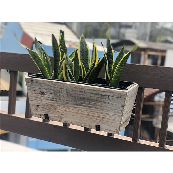 Grapevine White Urban Garden Recycled Wood Deck Planter - Brown Wood - 2 Pack