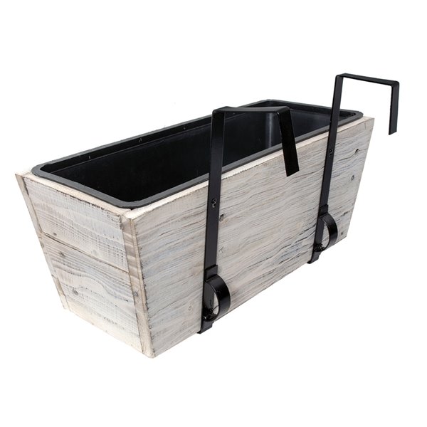 Grapevine White Urban Garden Recycled Wood Deck Planter - Brown Wood - 2 Pack