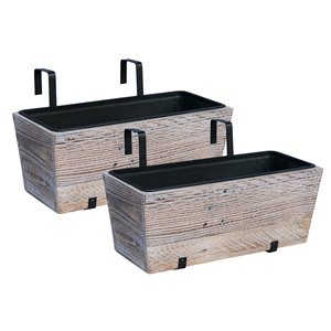 Grapevine White Urban Garden Recycled Wood Deck Planter - Brown Wood - 2 Pack