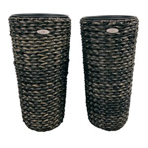 Jardinière ronde Grapevine en osier torsadé, 10,62 po, ens. de 2, expresso