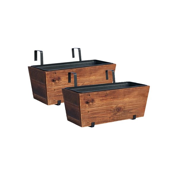 Grapevine Brown Urban Garden Recycled Wood Deck Planter - Brown - 2 Pack