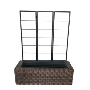 Grapevine Resin wicker planter with trellis- Multi-tone Brown