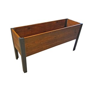 Grapevine Urban Garden Raised Planter Box, Recycled Wood and Metal, Rectangle