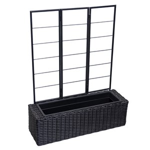 Grapevine Resin wicker planter with trellis- Matte Black