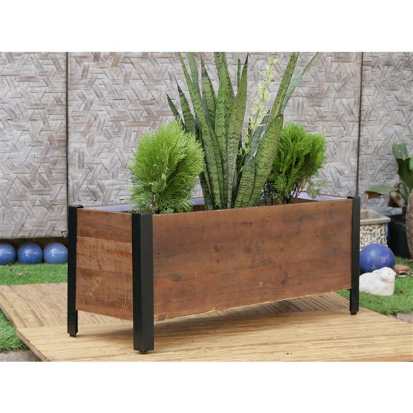 grapevine rectangular urban garden recycled wood planter box with