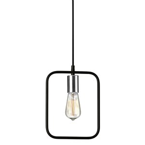 Dainolite Geometric Pendant Light - 1-Light - 9.75-in x 12.75-in - Black