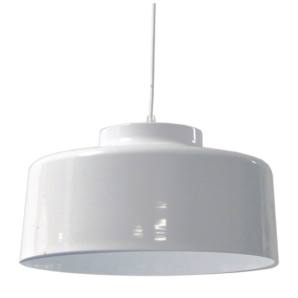 Dainolite Kup Pendant Light - 1-Light - 19.7-in x 10.5-in - Glossy White