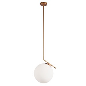 Dainolite Orion Pendant Light - 1-Light - 14-in x 16.34-in - Gold/Frosted Glass