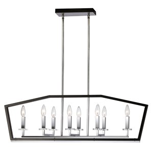 Lustre à 8 lumières Cordova de Dainolite, 11,8 po, chrome/noir mat