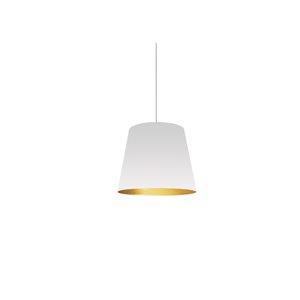 Dainolite Oversized Drum Pendant Light - 1-Light - 8-in x 8-in - White/Gold