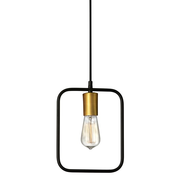 Dainolite Geometric Pendant Light - 1-Light - 12-in x 12.75-in - Black