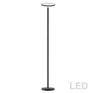 Dainolite Torchier Floor Lamp - 1-LED Light - Satin Black