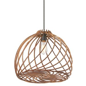 Dainolite Lilian Pendant Light - 1-Light - 17-in x 12-in - Wood
