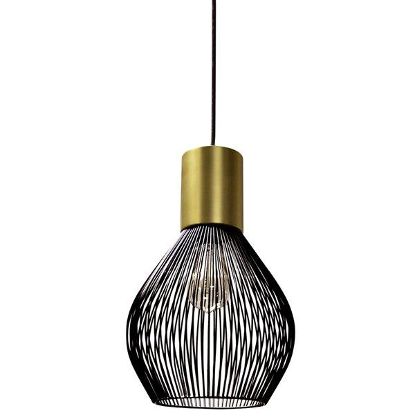 Dainolite Signature Pendant Light - 1-Light - 10-in x 18-in - Black