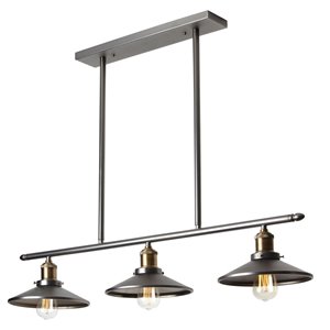 Dainolite Signature Pendant Light - 3-Light - 34-in x 6-in - Vintage Steel