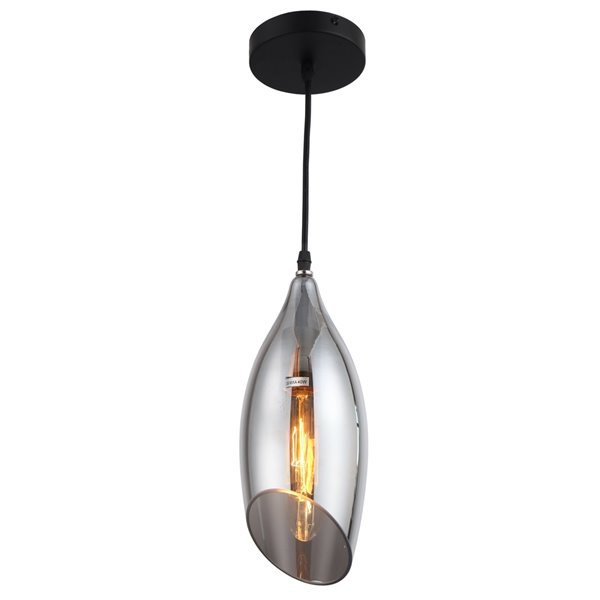 Dainolite Abba Pendant Light - 1-Light - 5-in x 12-in - Black