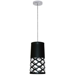 Dainolite Cutouts Pendant Light - 1-Light - 7-in x 14.5-in - Black/Silver