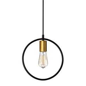 Dainolite Geometric Pendant Light - 1-Light - 12-in x 13-in - Gold/Black