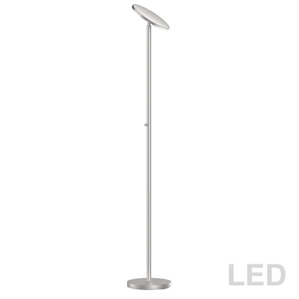 Dainolite Torchier Floor Lamp - 1-LED Light - Satin Chrome