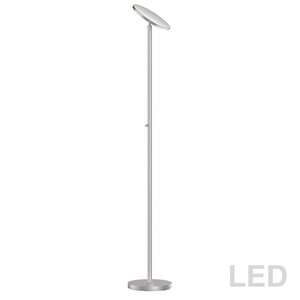 Dainolite Torchier Floor Lamp - 1-LED Light - Satin Chrome