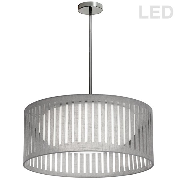 Dainolite Slit Drum Pendant Light - 1-Light - 20-in x 8-in - Grey