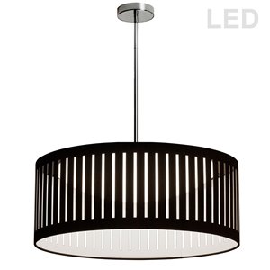 Dainolite Slit Drum Pendant Light - 1-Light - 20-in x 8-in - Black