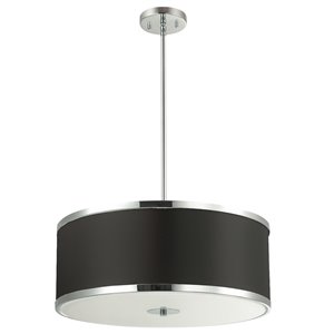Luminaire suspendu Zuri de Dainolite, 4 lumières, 20 po x 8,5 po, chrome poli/noir