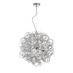 Luminaire suspendu Baya de Dainolite, 6 lumières, 18 po x 18 po, chrome poli