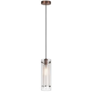 Dainolite Signature Pendant Light - 1-Light - 5-in x 15-in - Oil Brushed Bronze/Glass