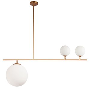 Dainolite Orion Pendant Light - 3-Light - 36-in x 14.5-in - Gold/Frosted Glass