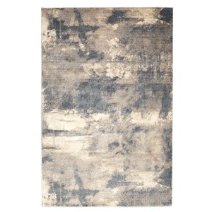 Tapis abstrait doux Viana, 8 pi 3 po x 10 pi, gris et marron pâle