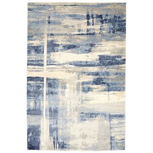 Tapis abstrait doux Viana, 5 pi 3 po x 7 pi 6 po, bleu gris pâle