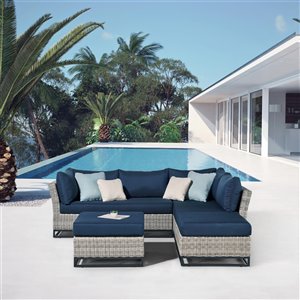 Ensemble extérieur sectionnel Ove Decors Torrance II, 4 pièces, bleu foncé