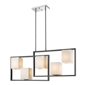 Luminaire suspendu Regis Fall de EGLO à 5 lumières, fini noir et chrome avec verre opale