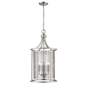 Luminaire suspendu Verona de EGLO à 3 lumières, fini nickel brossé avec abat-jour en acier Inoxidable