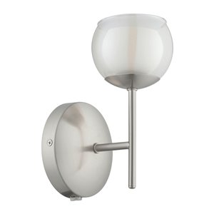 EGLO Ascolese LED Wall Light - Matte Nickel Finish with White & Amber Glass