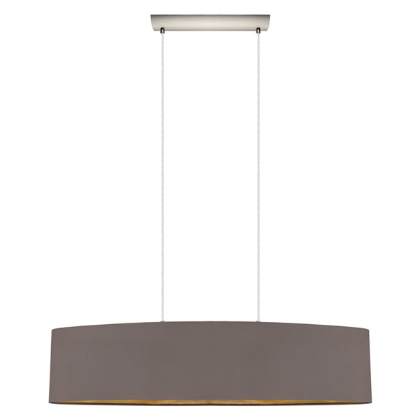 EGLO MASERLO Chandelier, Pendant Lamp In Flame Textile, Pendant Lamp In Steel And Fabric, Colour: Matt Nickel, Cappuccino, Gold, Socket: E27, : 38 Cm