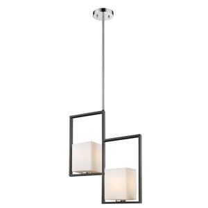 Luminaire suspendu Regis Fall de EGLO 2 lumières, fini noir et chrome avec verre opale