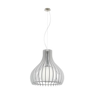 Luminaire suspendu Maybelle de EGLO Simple, fini nickel mat avec verre blanc et abat-jour blanc