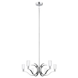 Luminaire suspendu Varella de EGLO DEL 6L, Fini chrome avec verre blanc et clair