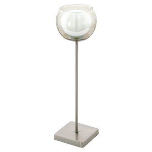Lampe de table Ascolese de EGLO DEL, fini nickel mat avec verre blanc et ambré