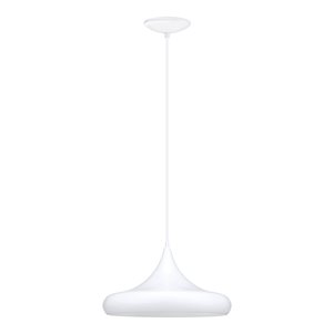 EGLO Coretto Pendant Light - Glossy White Finish with Glossy White Metal Shade