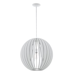 Luminaire suspendu Maybelle de EGLO Simple, fini blanc avec abat-jour blanc