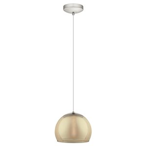 Luminaire suspendu Ascolese de EGLO DEL, fini nickel mat avec verre blanc et ambre