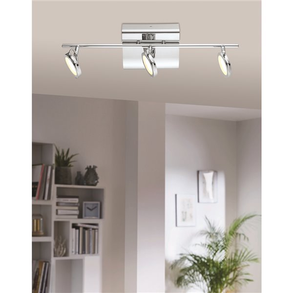 EGLO Orotelli LED Track Light - 3-Light - Chrome Finish with Satin Glass - 21,88-in