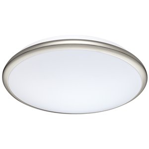 Plafonnier Manilva de EGLO avec lumière DEL, fini nickel mat avec abat-jour acrylique blanc