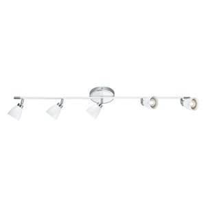 Luminaire sur Rail Ciotti de EGLO à 5 lumières, fini blanc et chrome, 38,88 po