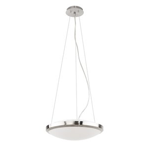 Luminaire suspendu Saturnia de EGLO, fini nickel mat avec verre blanc